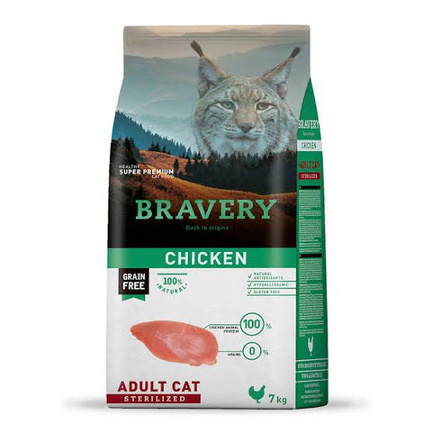 BRAVERY POLLO - GATO ADULTO ESTERILIZADO 7 KG